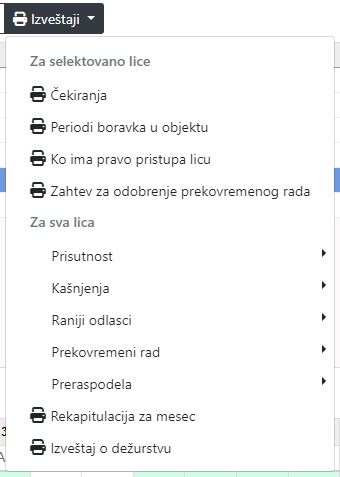 Evidentiranje dežurstva